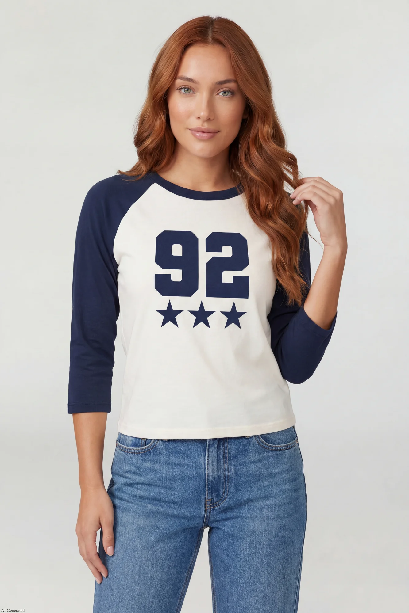 Graphic Raglan 3/4 Sleeve Top
