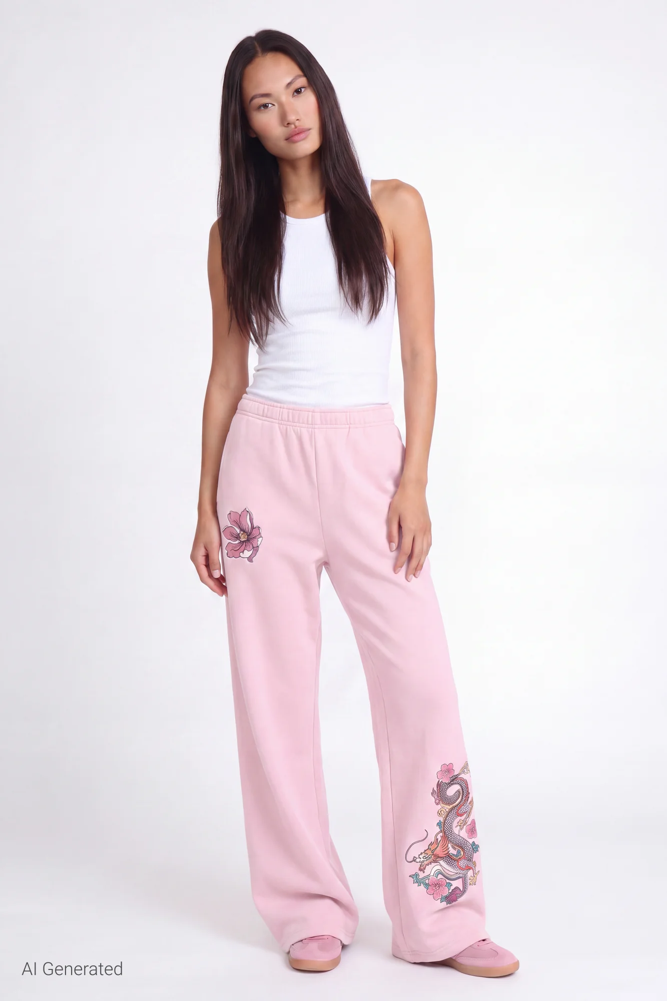 Fleece Graphic Wide Leg Sweatpant