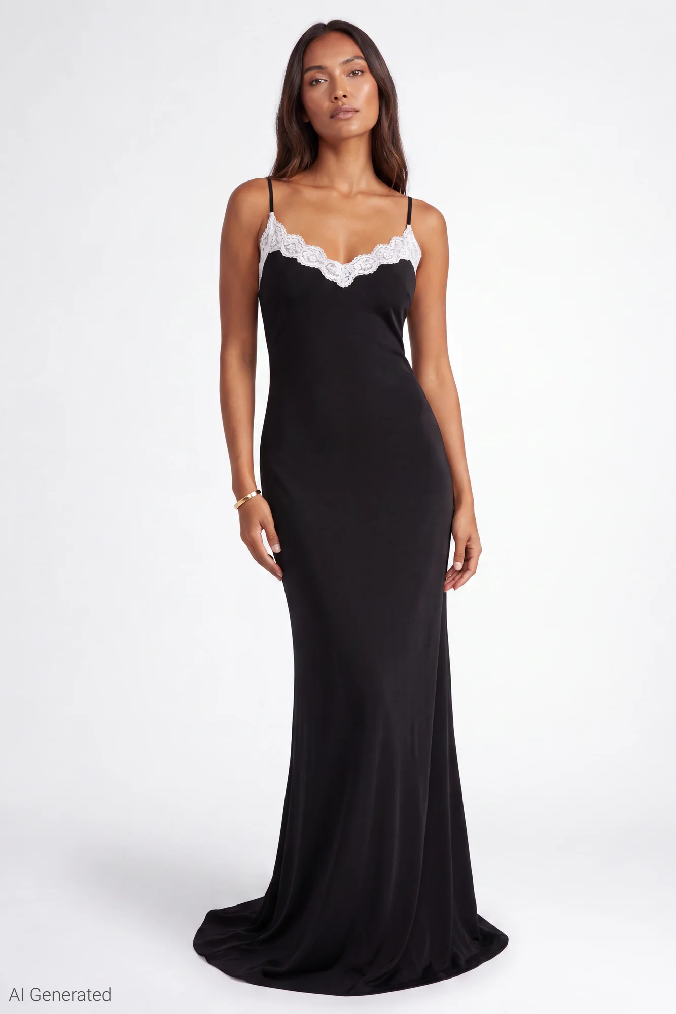 Lace Trim Open Back Maxi Dress