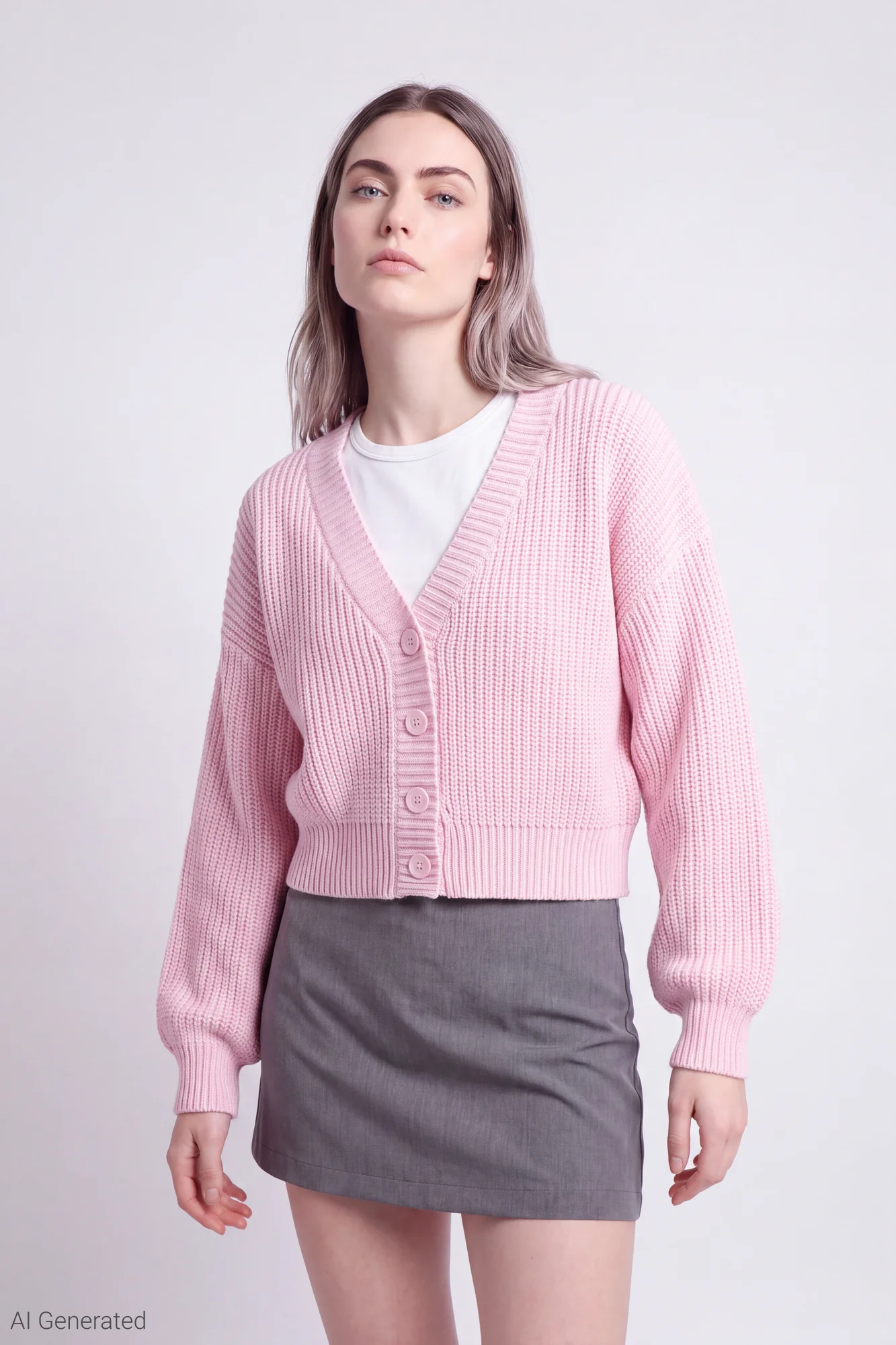 Ribbed Knit Button Front Cardigan