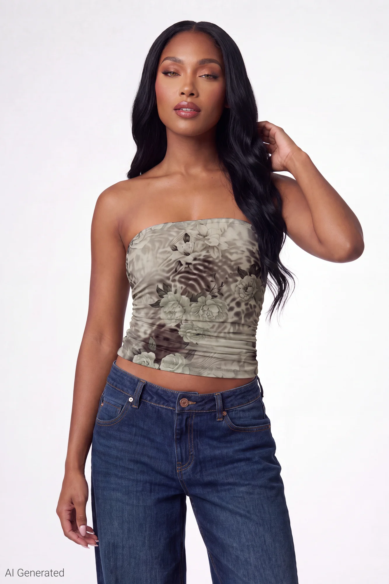 Printed Mesh Tube Top