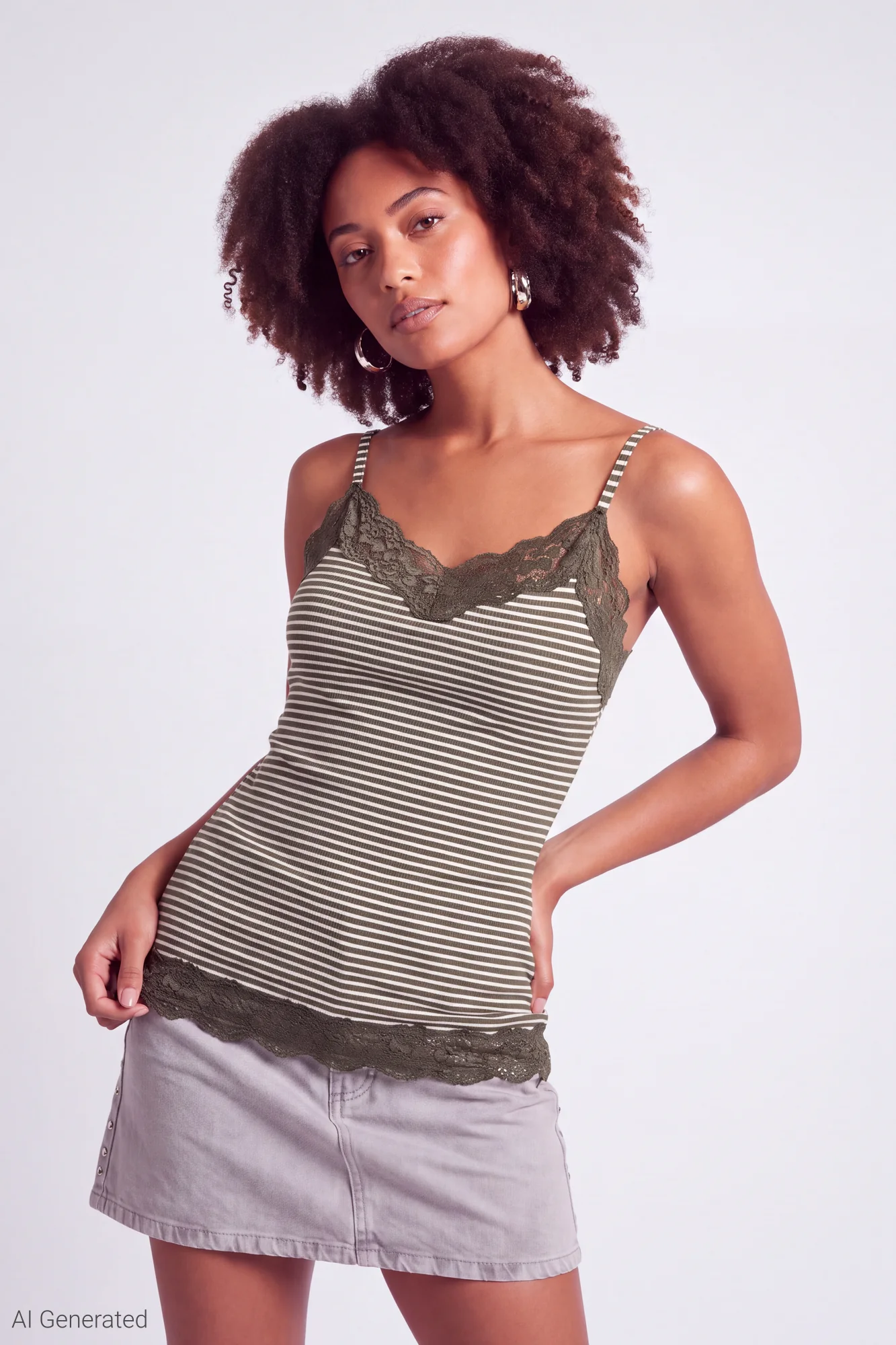 Lace Trim V-Neck Tank