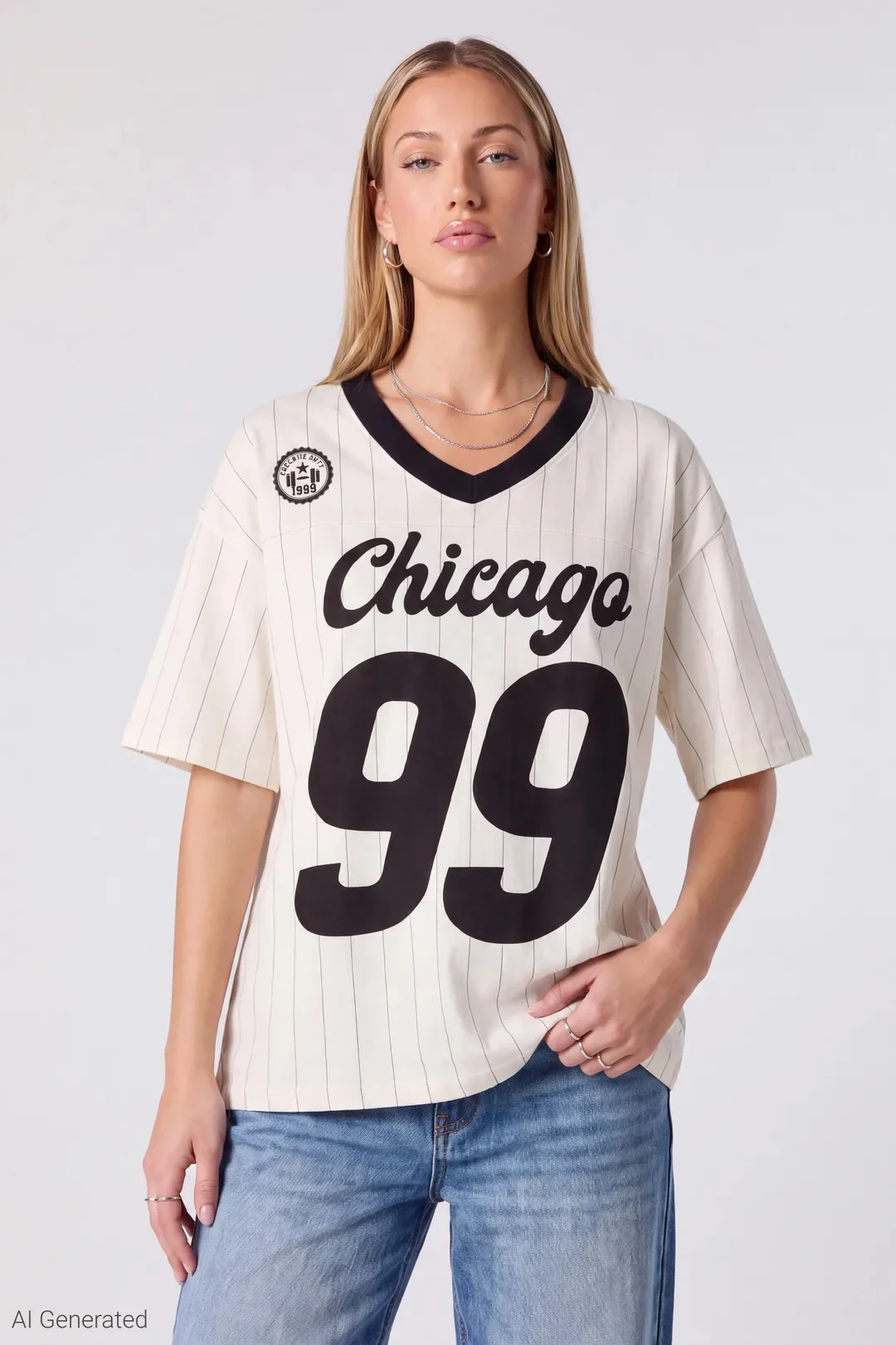 Graphic V-Neck Jersey T-Shirt