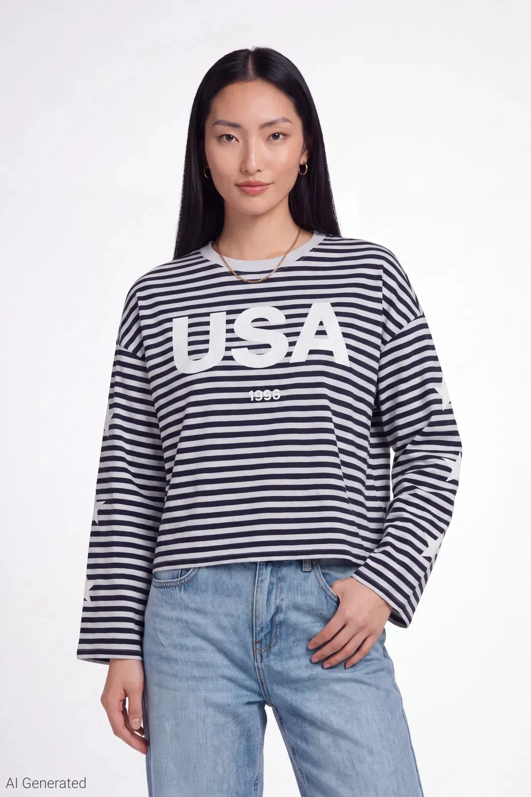 Graphic Striped Long Sleeve Top