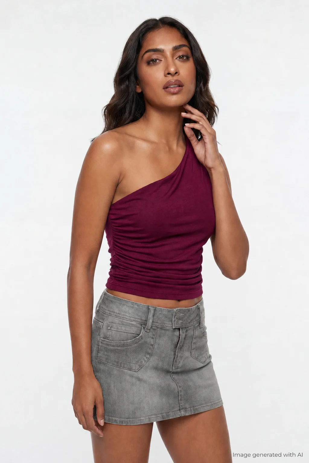 Ruched One Shoulder Top