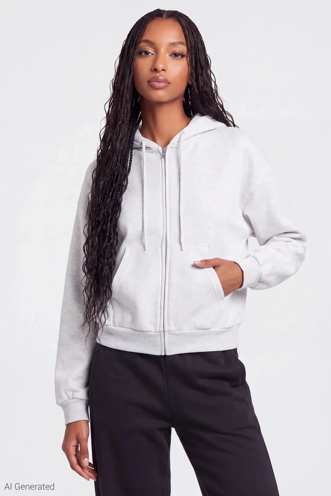 Fleece Boxy Zip Hoodie