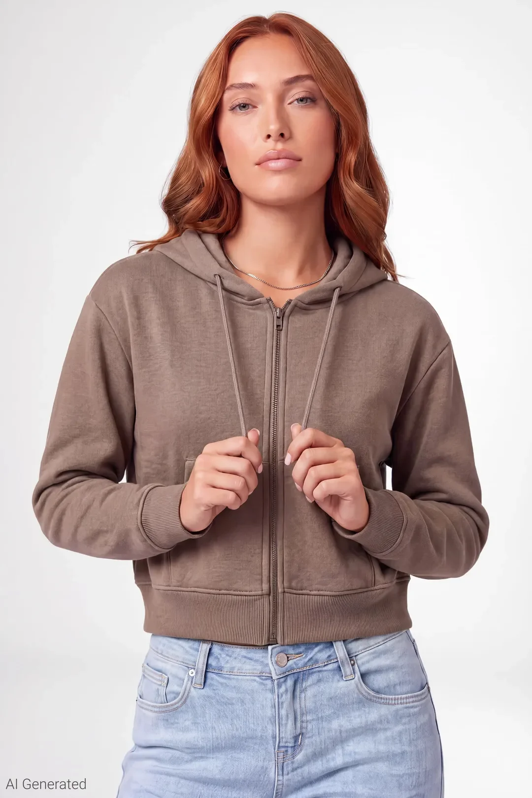 Fleece Cropped Zip Hoodie