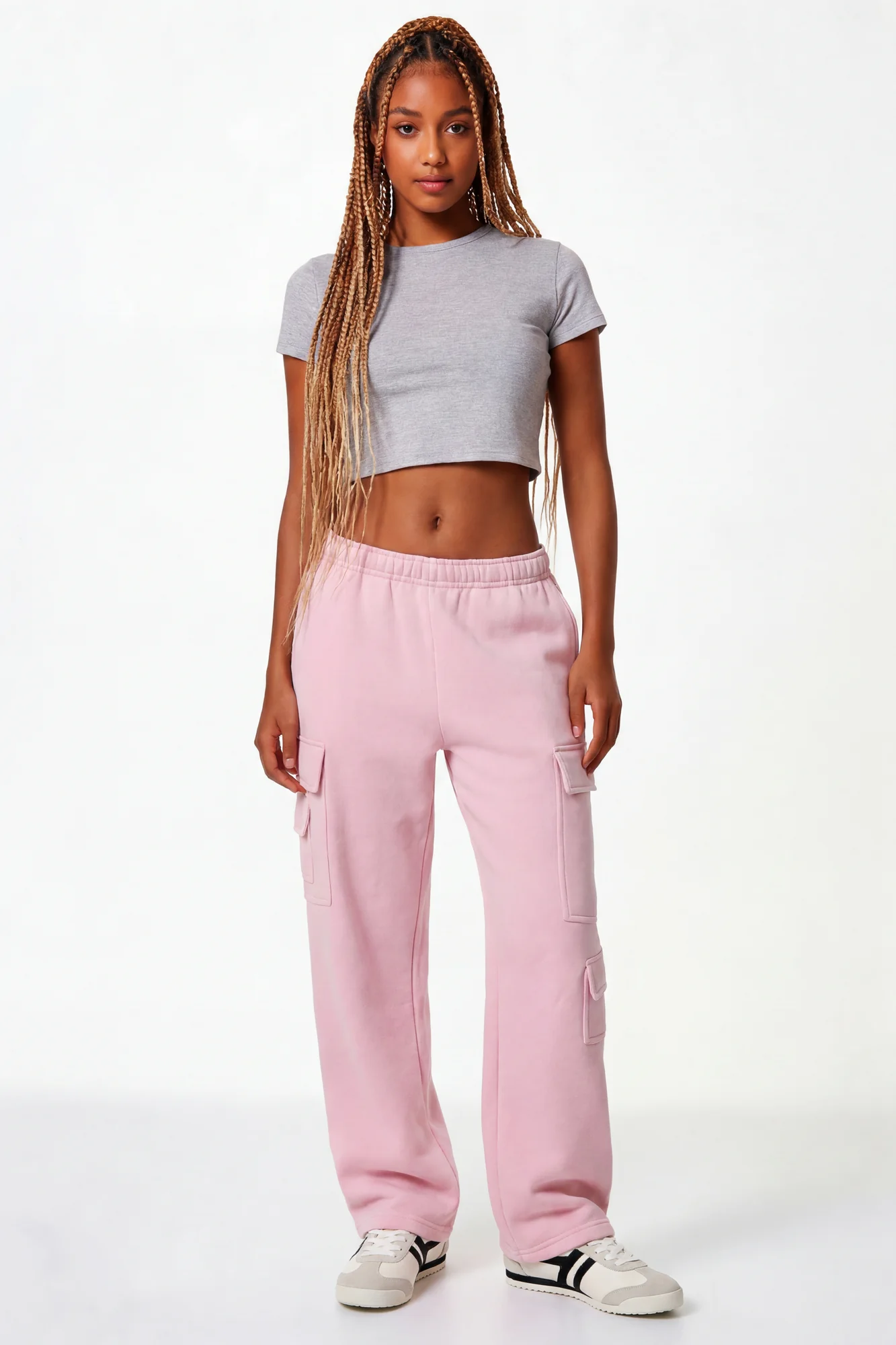 Fleece Low Rise Wide Leg Cargo Sweatpant