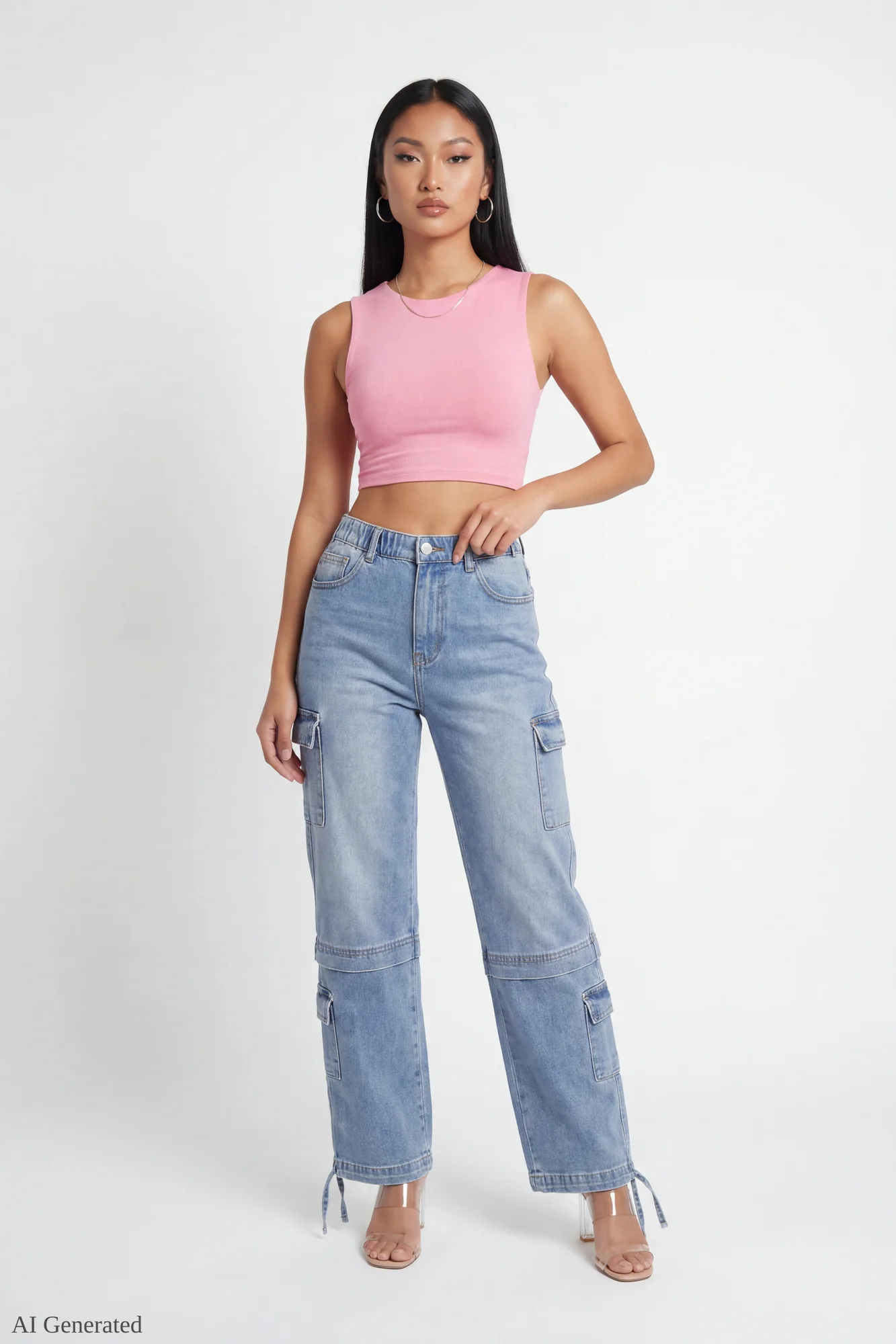 Stretch Low Rise Cargo Jean