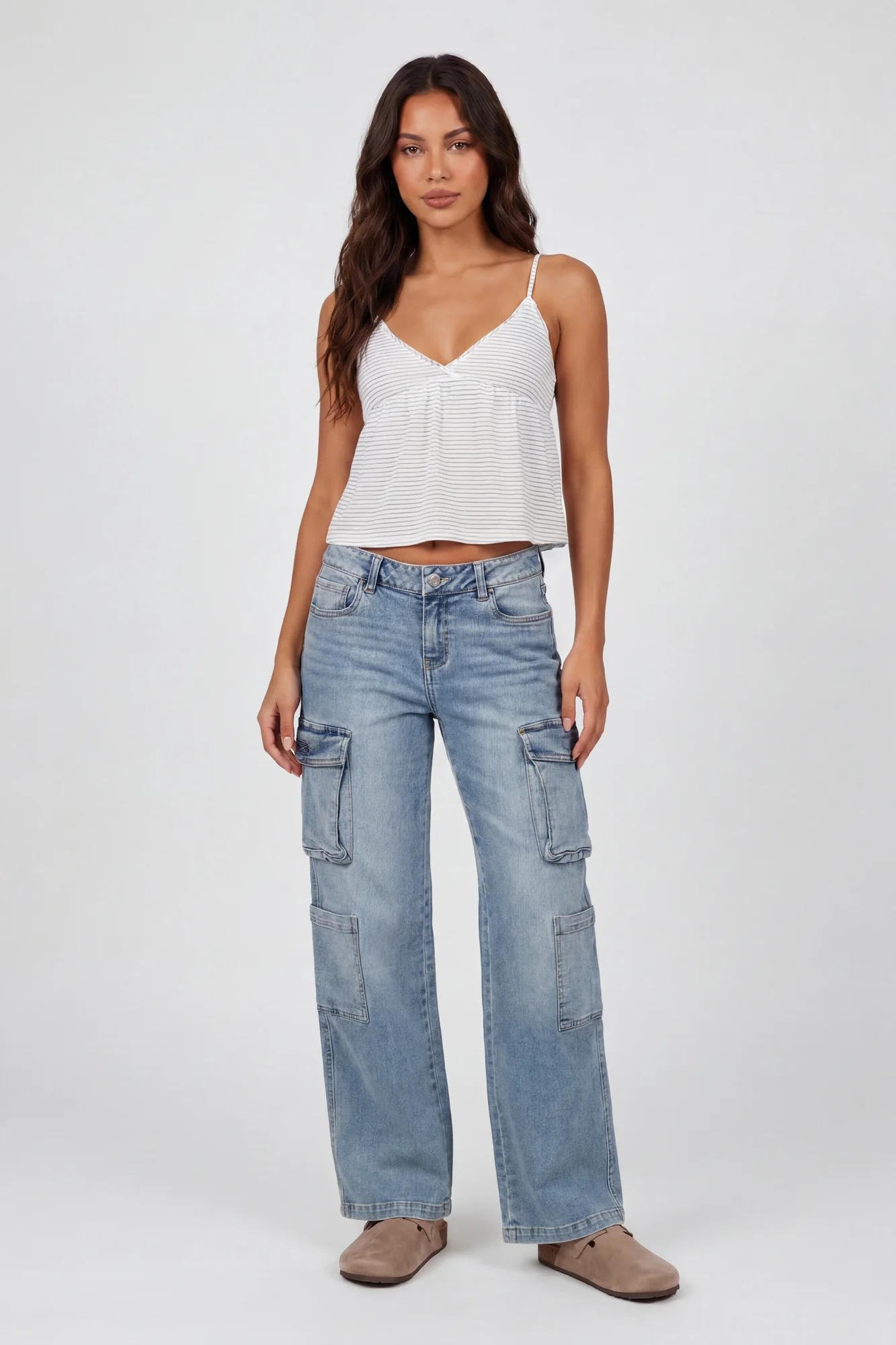 Stretch Low Rise Cargo Jean