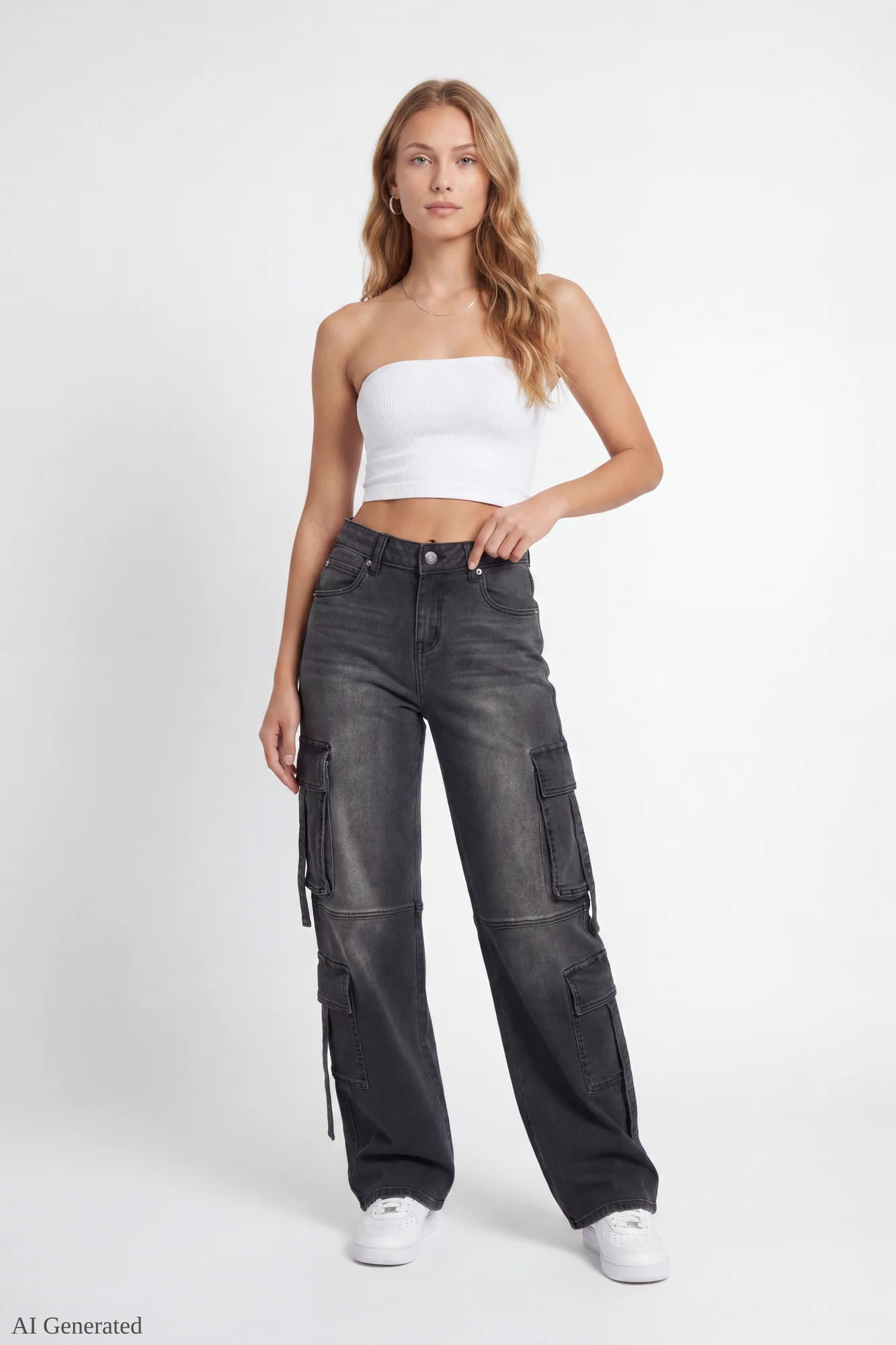 Stretch Low Rise Cargo Jean