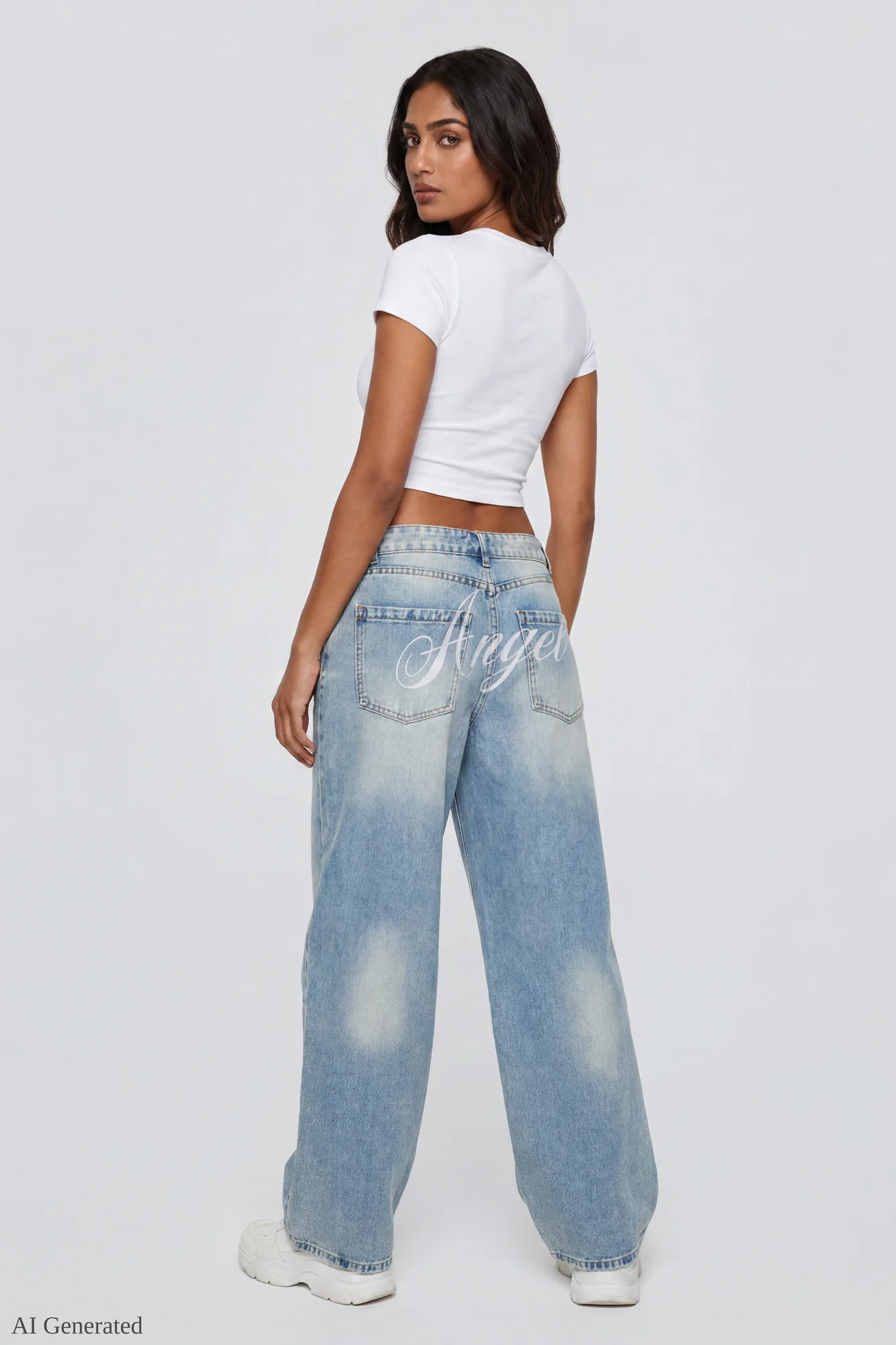 Low Rise Super Baggy Angel Wing Jean