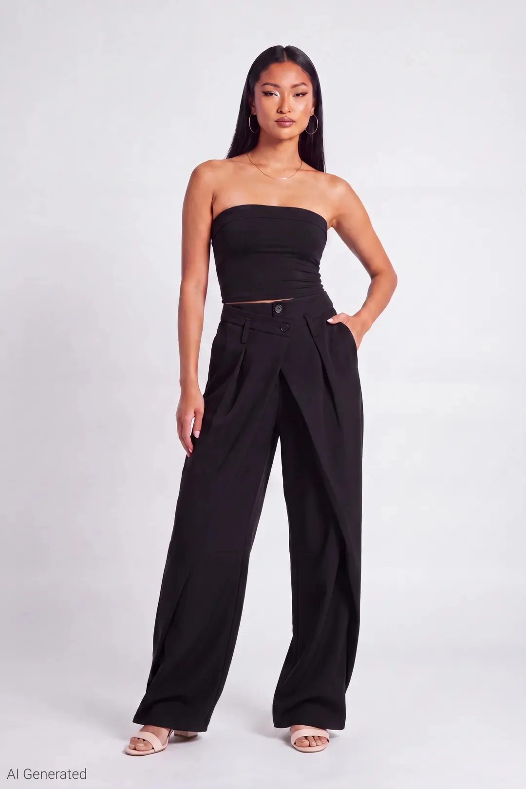 Double Waistband Baggy Dress Pant