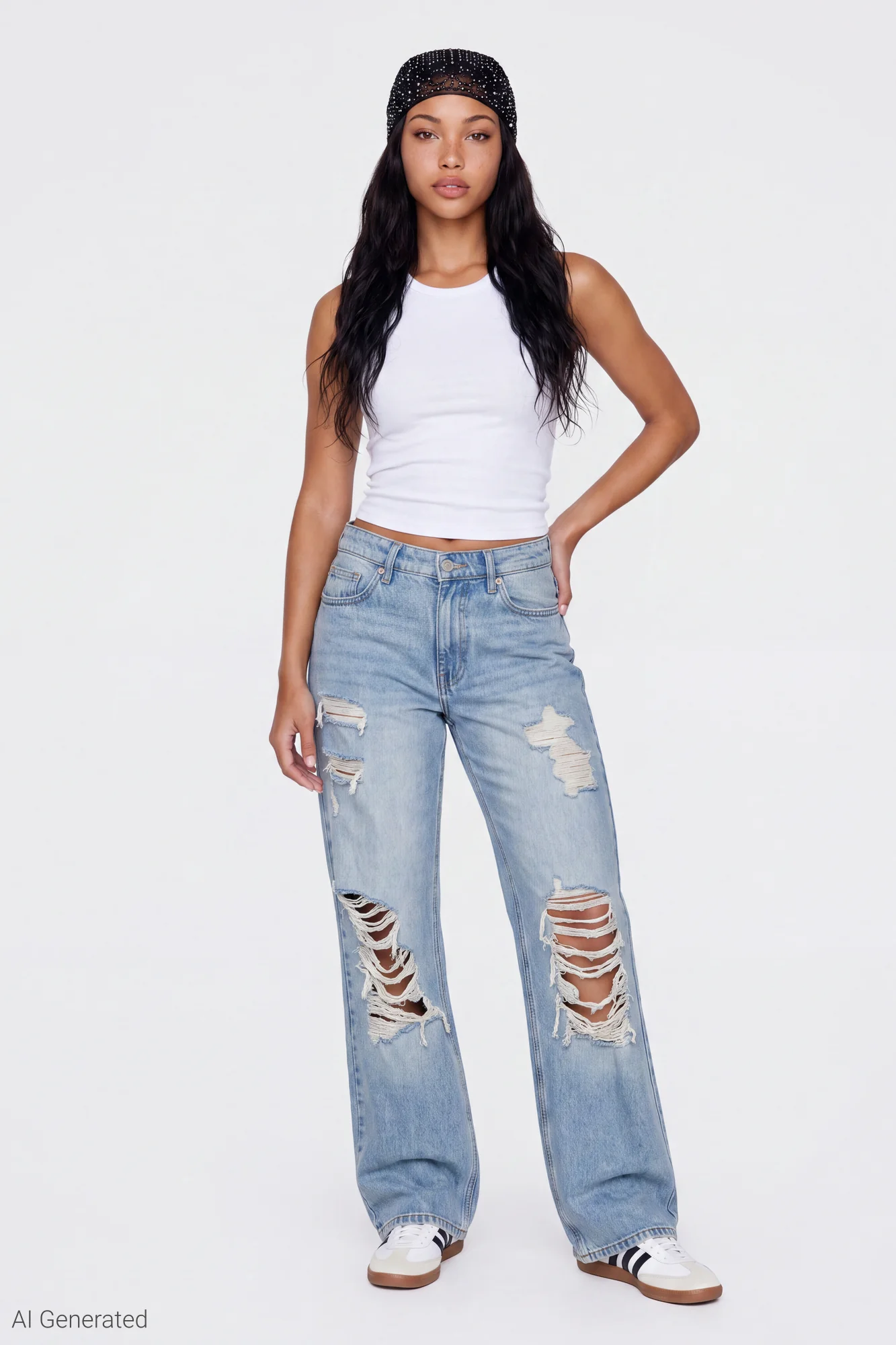 Brooklyn Ripped Low Rise Baggy Jean