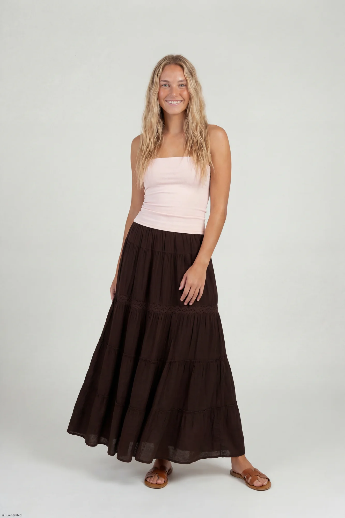 Crochet Trim Maxi Skirt