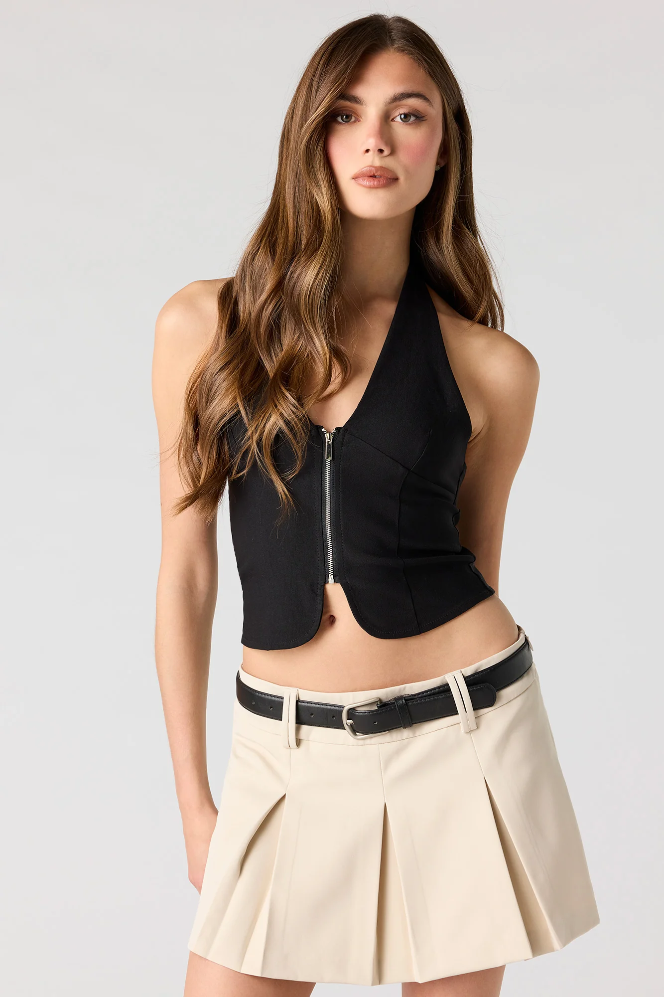 Belted Pleated Mini Skort