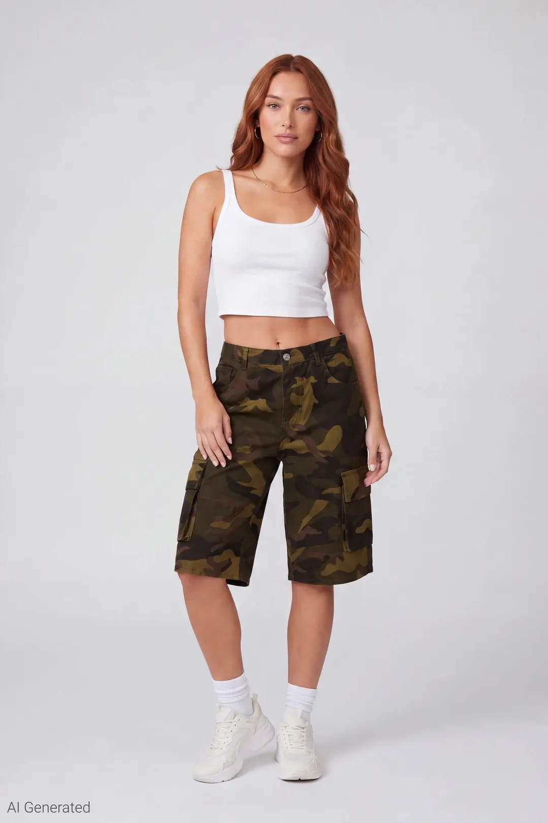 Graphic Camo Cargo Jort 13