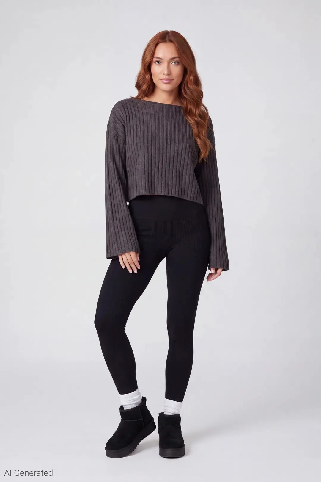 High Rise Seamless Ribbed Fleece Lined Legging