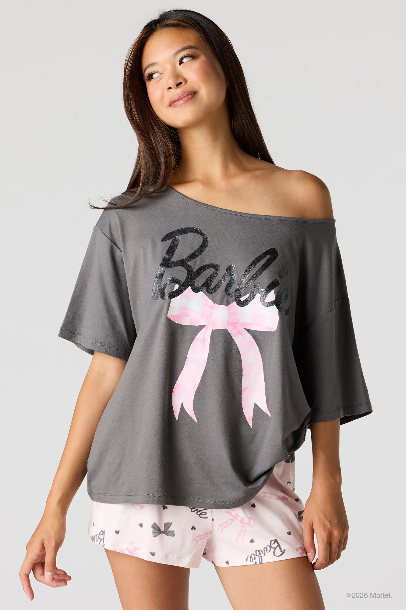 Barbie??Off Shoulder Top & Short Pajama Set