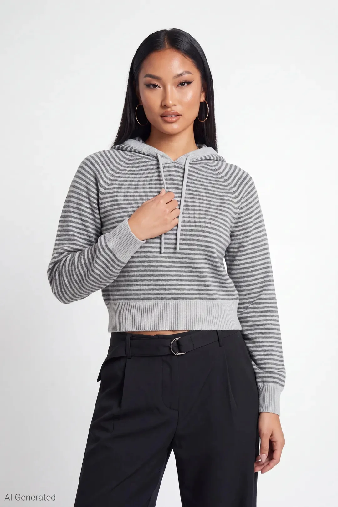 Striped Knit Hoodie