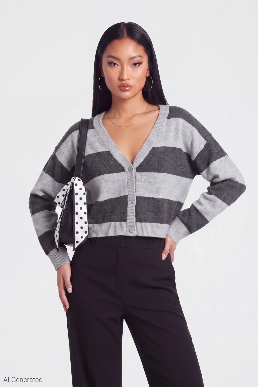 Mossy Knit Striped Cardigan