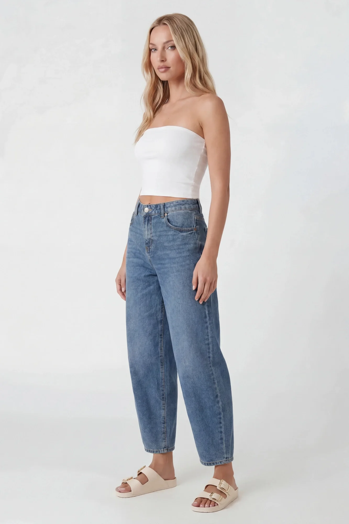 Stretch High Rise Barrel Medium Jean