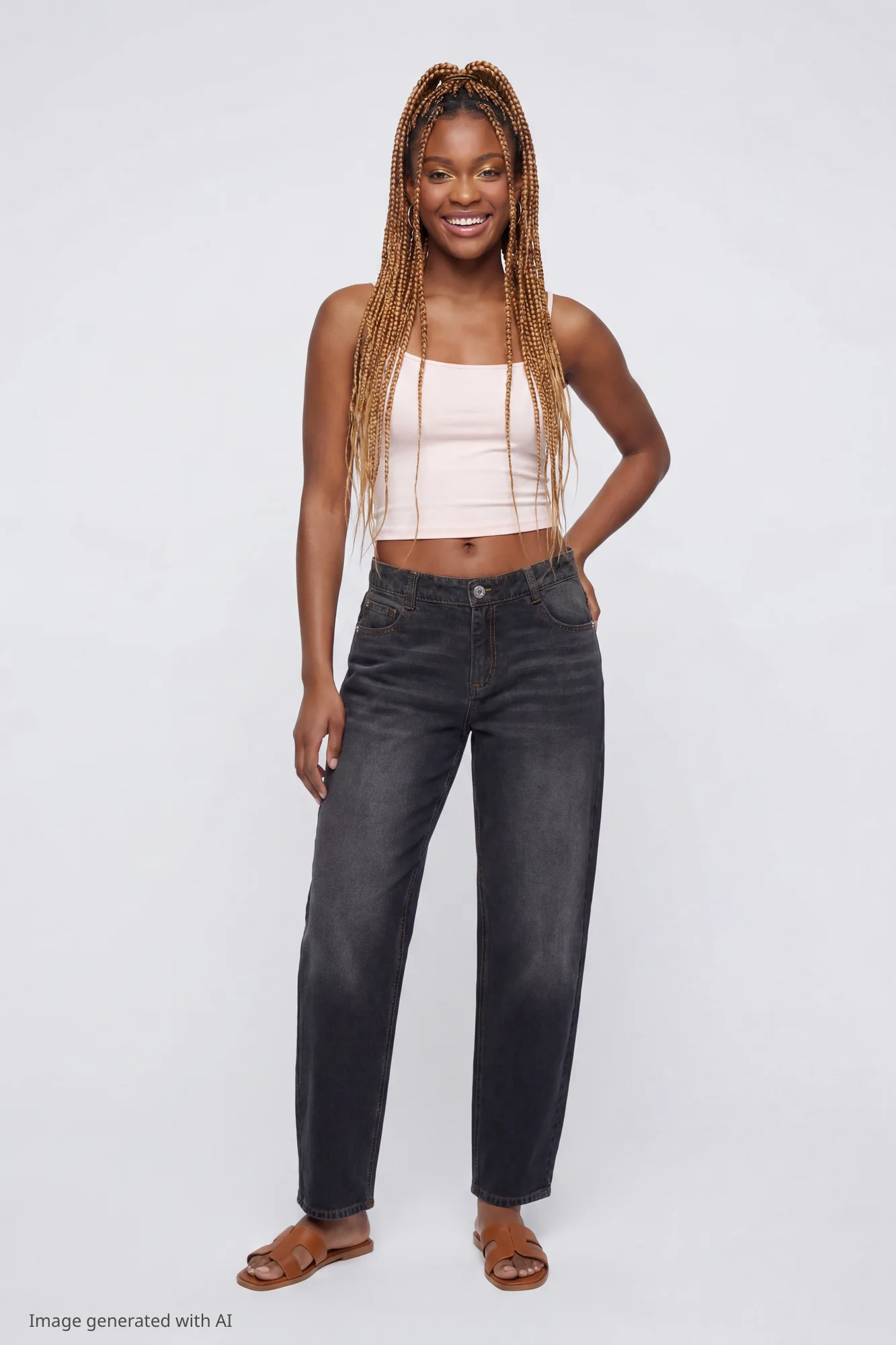 Low Rise Barrel Washed Black Jean