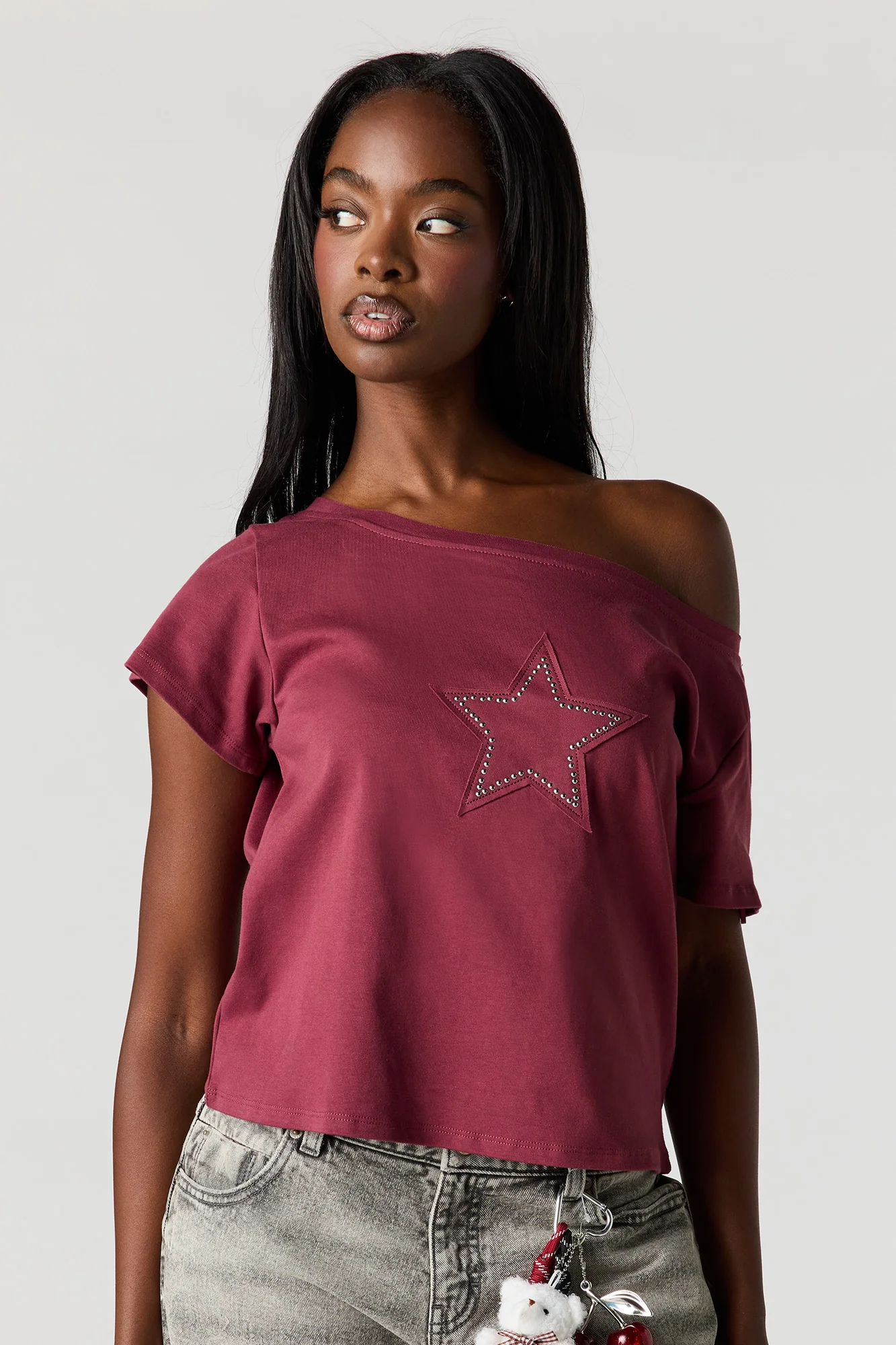 Off Shoulder Graphic T-Shirt