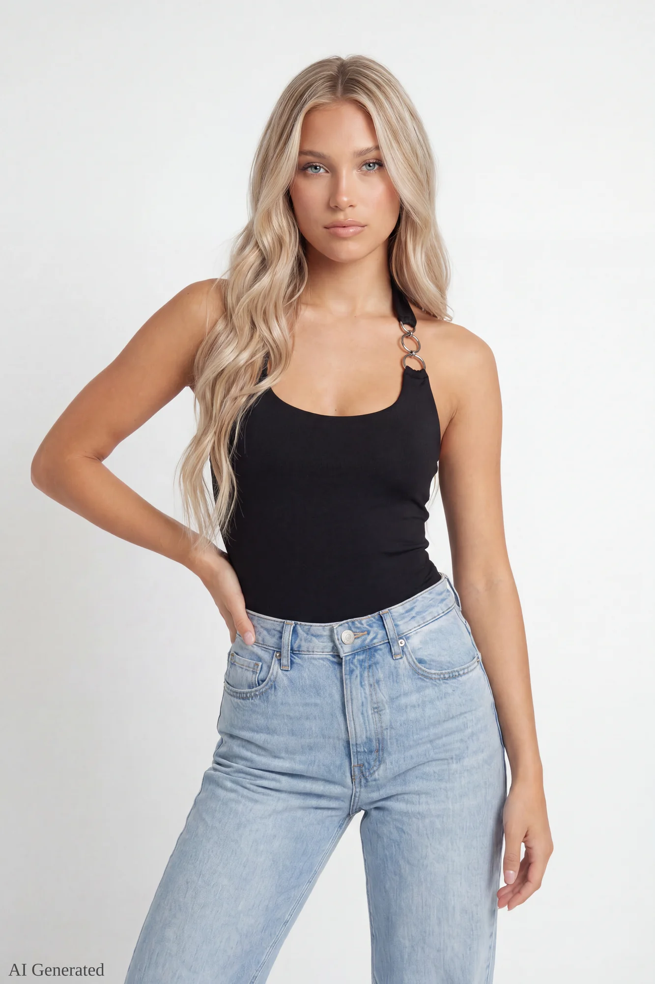 Luxe Heavy Contour O-Ring Halter Bodysuit