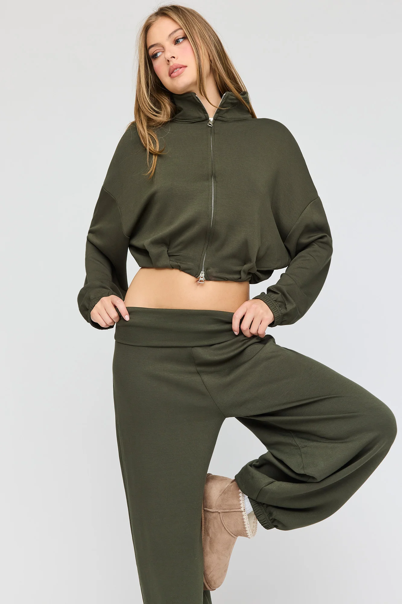Foldover Waist Balloon Leg Jogger